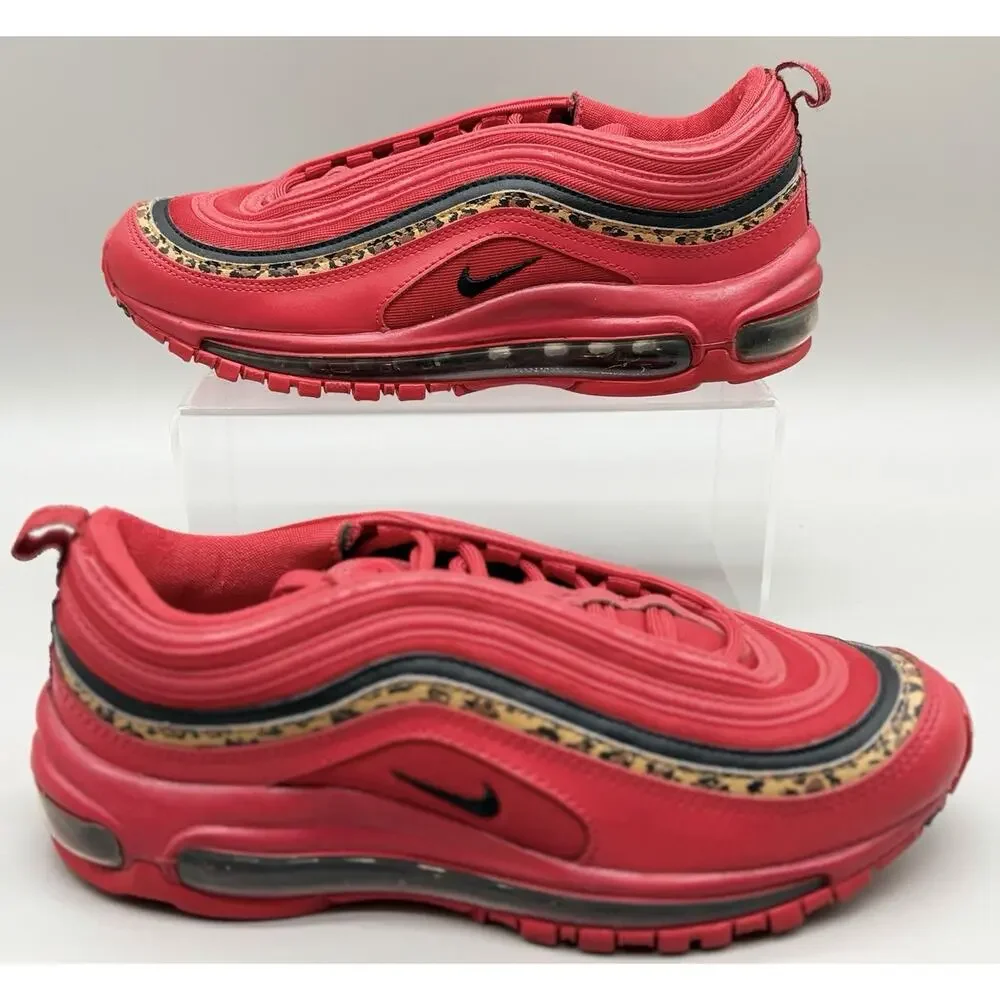 Women’s 8 Nike Air Max 97 Leopard Pack Red Black BV6113-600 Pre-owned